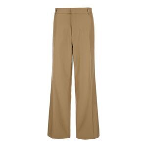 Bluemarble Men Beige Straight Pants In Wool Man